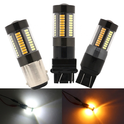 comprar Luzes de pisca-pisca 1157 do freio do diodo emissor de luz 3157 7443 4014 Switchback amarelo branco da cor 66SMD dupla 12V online manufacture