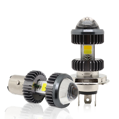 Cor dupla conduzida motocicleta 20W Mini Fog Driving Lights Bulbs do projetor H4 BA20D do bulbo do farol