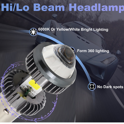 Cor dupla conduzida motocicleta 20W Mini Fog Driving Lights Bulbs do projetor H4 BA20D do bulbo do farol