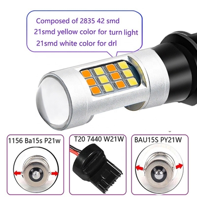 A cor do dobro 2835 42SMD conduziu a pisca-pisca 7440 T20 CANBUS da luz de freio impedir o Stroboscopic