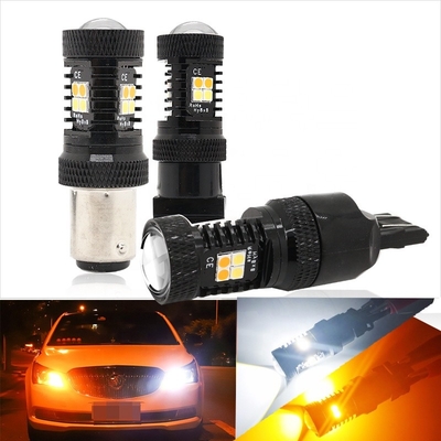 Luzes de pisca-pisca amarelas brancas do freio do diodo emissor de luz do Switchback 12V da cor dupla 1157 3157 7443 3030 16SMD