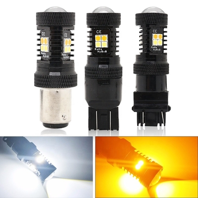 Luzes de pisca-pisca amarelas brancas do freio do diodo emissor de luz do Switchback 12V da cor dupla 1157 3157 7443 3030 16SMD