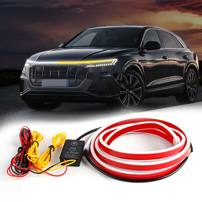 12V DIY Car Hood Flexível Led Strip Light Branco Luzes de dia de corrida Decoração de luz de fundo Lâmpada de atmosfera automática longa