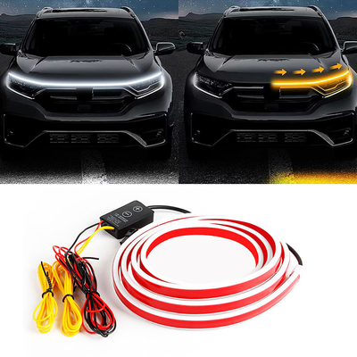 12V DIY Car Hood Flexível Led Strip Light Branco Luzes de dia de corrida Decoração de luz de fundo Lâmpada de atmosfera automática longa