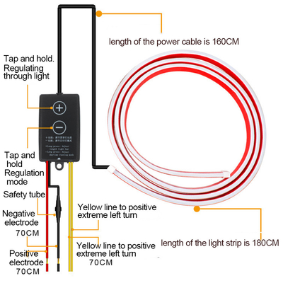 12V DIY Car Hood Flexível Led Strip Light Branco Luzes de dia de corrida Decoração de luz de fundo Lâmpada de atmosfera automática longa