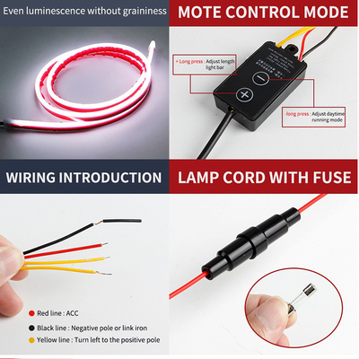 12V DIY Car Hood Flexível Led Strip Light Branco Luzes de dia de corrida Decoração de luz de fundo Lâmpada de atmosfera automática longa