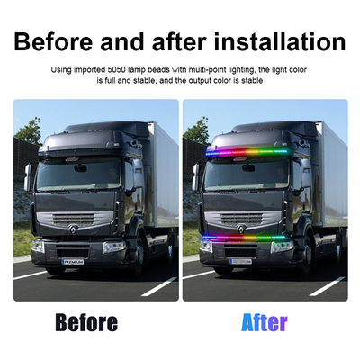 24V 5050 SMD 5A 2.4m Lâmpadas de atmosfera interior de carro com controle remoto para caminhão van