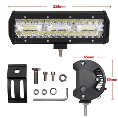 9 polegadas 180W Dual Row LED Light Bar Branco / Âmbar Para Carros Offroad