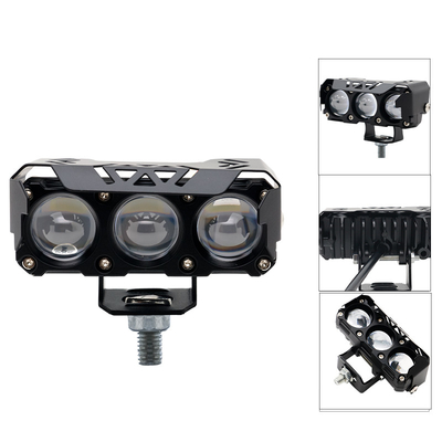 Três glóbulos oculares Lâmpadas de motocicleta LED Far White Auxiliary Light Near Yellow