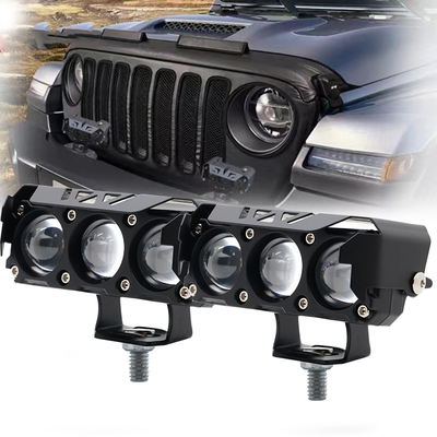Três glóbulos oculares Lâmpadas de motocicleta LED Far White Auxiliary Light Near Yellow