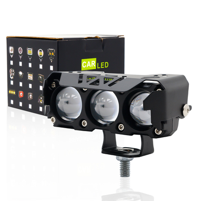 Três glóbulos oculares Lâmpadas de motocicleta LED Far White Auxiliary Light Near Yellow