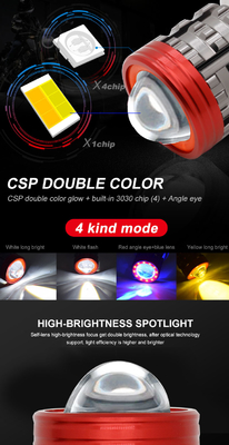 Três glóbulos oculares Fares de LED de motocicleta perto amarelo branco distante luz auxiliar