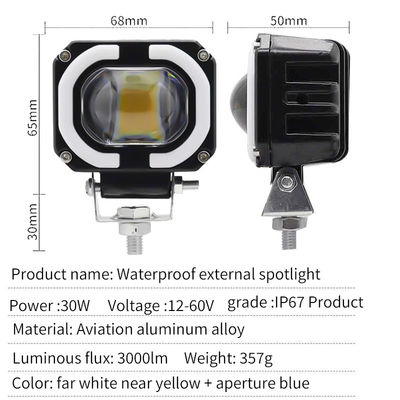 4x4 Offroad LED Lâmpada de trabalho Faróis Fog Driving Light 12-80V 4 polegadas 30W Duas cores