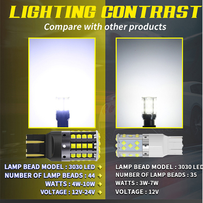 Lâmpadas LED de liga de alumínio branco 1156 1157 T20 3030 44SMD Luz de reversão 12V 24V