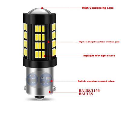 1157 1156 4014 66 SMD LED Brake Light Carros de marcha atrás lâmpadas LED interiores Auto Canbus