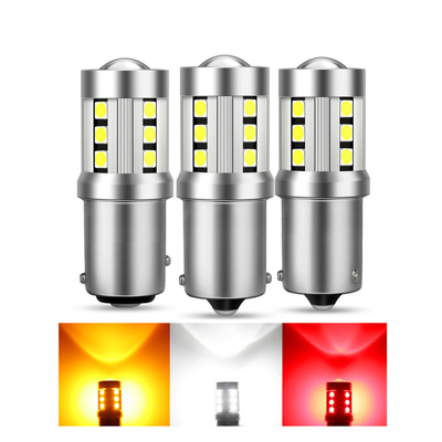 Universal Branco LED Car Turn Signal Lights1156 1157 3030 15SMD lâmpada LED Branco Amarelo Canbus Placa de licença Interior LED