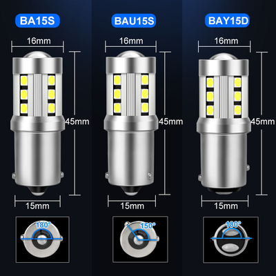 Universal Branco LED Car Turn Signal Lights1156 1157 3030 15SMD lâmpada LED Branco Amarelo Canbus Placa de licença Interior LED