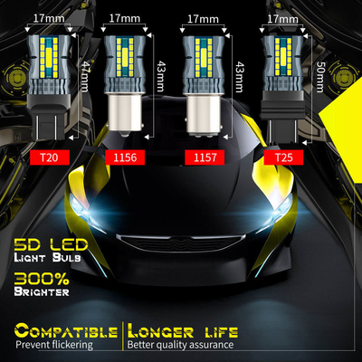 12V 1156 3030 24LED+2COB Lâmpadas de sinalização de travagem 3156 lâmpada LED de duas cores