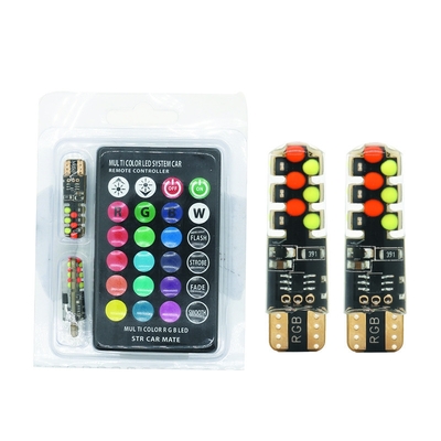 Brilho Novo tipo de carro Lâmpada LED interior T10 5050 6SMD Cor RGB Com RGB Com luzes de estroboscópio intermitentes