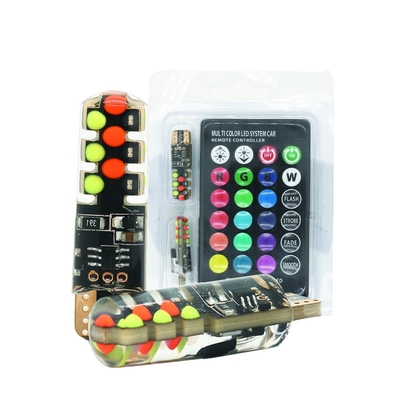 Brilho Novo tipo de carro Lâmpada LED interior T10 5050 6SMD Cor RGB Com RGB Com luzes de estroboscópio intermitentes