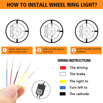 RGB SMD 5050 LED Strip IP67 resistente à água LED carro roda Hub Luz de cor RGB rodas LED luzes para jantes de carro com App Control
