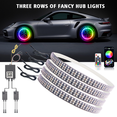 RGB SMD 5050 LED Strip IP67 resistente à água LED carro roda Hub Luz de cor RGB rodas LED luzes para jantes de carro com App Control