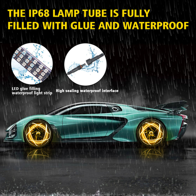 RGB SMD 5050 LED Strip IP67 resistente à água LED carro roda Hub Luz de cor RGB rodas LED luzes para jantes de carro com App Control