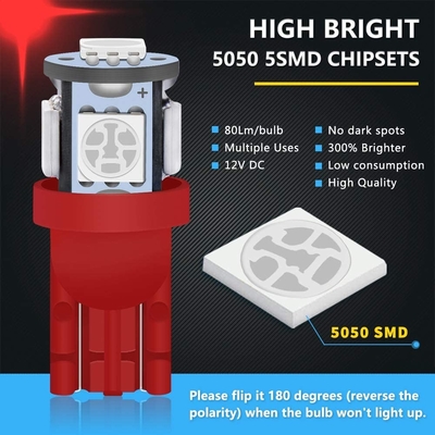 194 ampolas automotivos 6500K do diodo emissor de luz firmam T10 SMD 5050 lascam-se