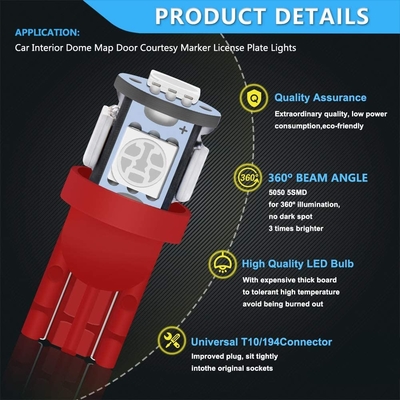 194 ampolas automotivos 6500K do diodo emissor de luz firmam T10 SMD 5050 lascam-se