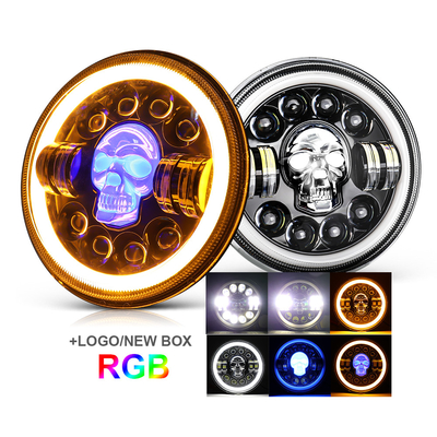 faróis do diodo emissor de luz da motocicleta do círculo 7Inch para Harley Royal Enfield 12000lm