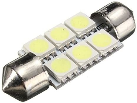 Da abóbada interior do bulbo de lâmpada das luzes do carro do diodo emissor de luz 6SMD do festão C5W 5050 C.C. branca azul 12V 31mm 36mm 39mm 41mm