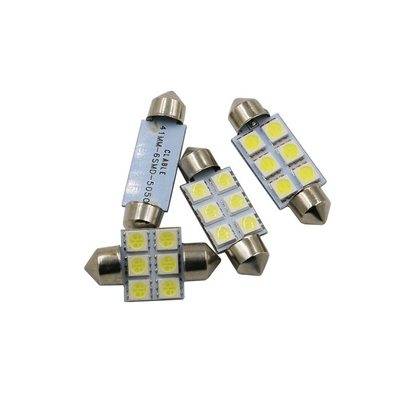 Da abóbada interior do bulbo de lâmpada das luzes do carro do diodo emissor de luz 6SMD do festão C5W 5050 C.C. branca azul 12V 31mm 36mm 39mm 41mm