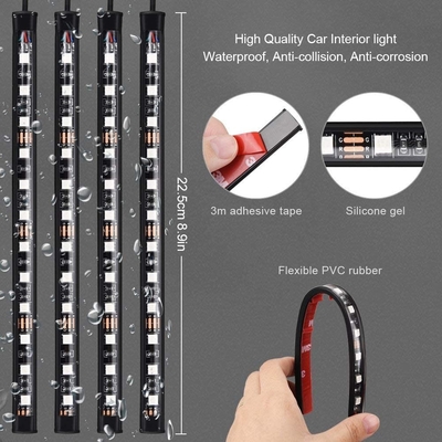 4 PCes 48 luzes interiores conduzidas IP65 da atmosfera do carro da tira com controle do APP do porta usb