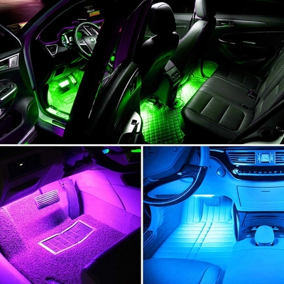4 PCes 48 luzes interiores conduzidas IP65 da atmosfera do carro da tira com controle do APP do porta usb